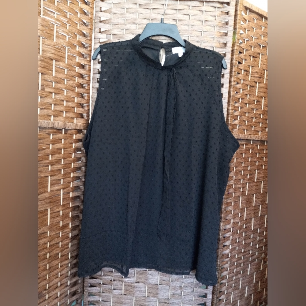 Shannon Ford New York Sheer Dots Embellished Blouse Top with Neck Tie